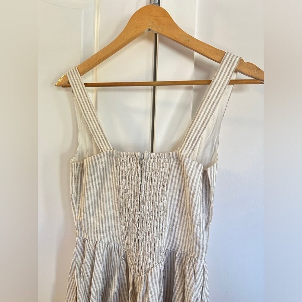 Reformation Balia Linen Midi Dress in Sandy Stripe  | size 0 - Picture 7 of 10